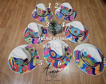 Bird Designs Authentic Hand Painted Fedora Hats. Sombrero  display picture 2