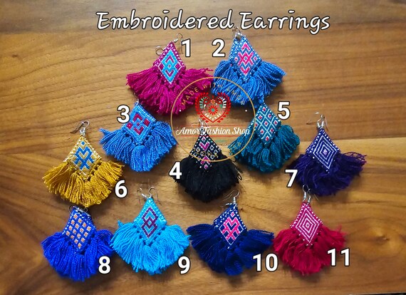 Beautiful hand crafted Colorful Earrings Aretes Coloridos Artesanales