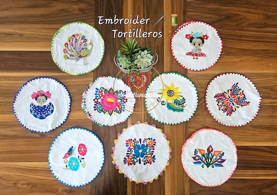 Colorful Artesian made Embroider Tortilla Holders / Tortilleros Coloridos Bordados Artesanales Mexicanos