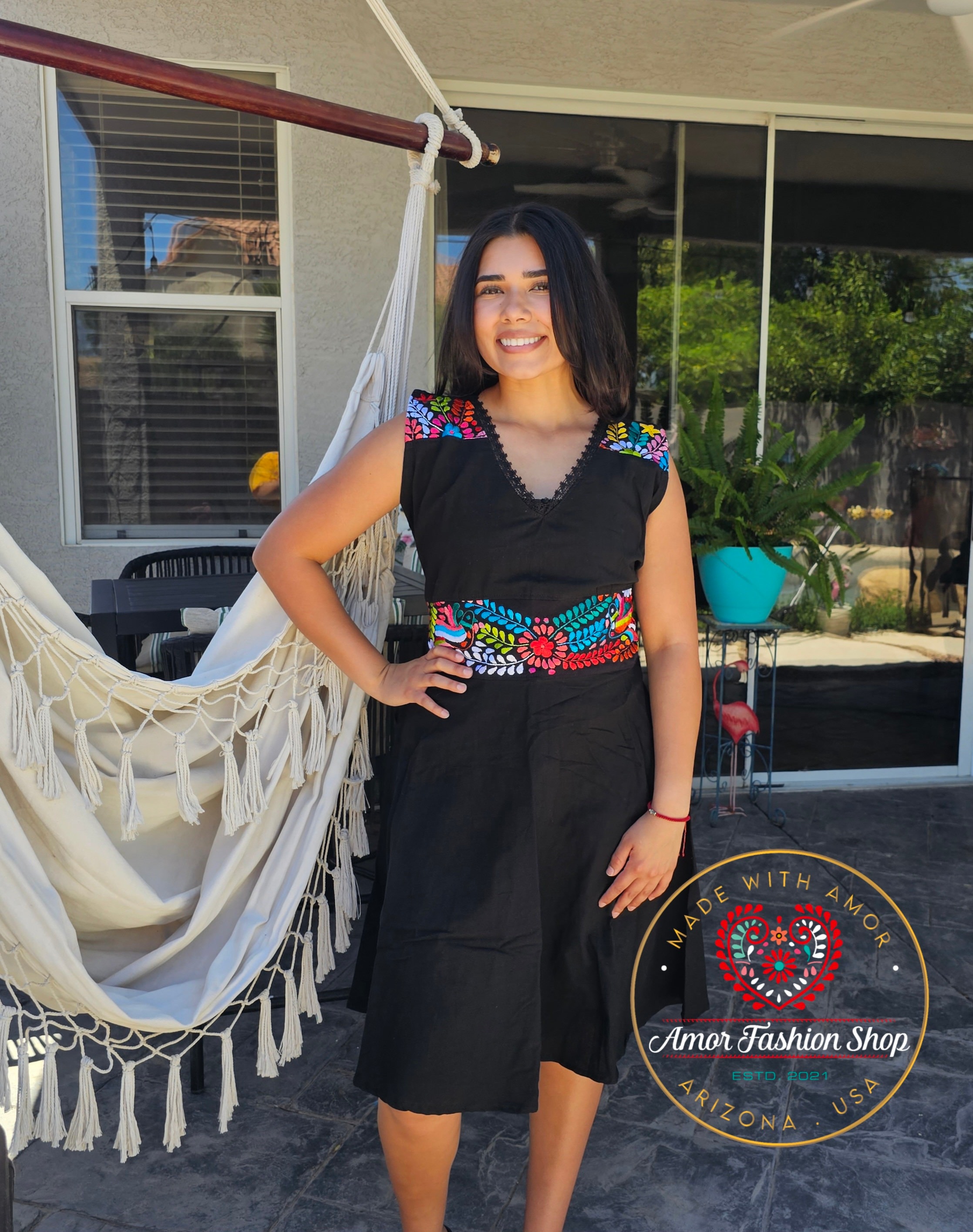 Vestido Bordado Mano Etsy