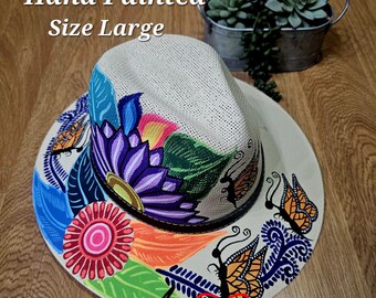 Hand Painted Hats, Evil Eye Hat, Panama Hats, Sombrero  display picture 1