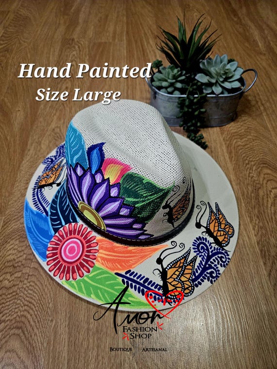 Beautiful Hand Painted Butterfly Hats - Sombreros Artesanales Pintados a Mano Artesanal