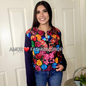 Colorful Embroidered Bolero Boho Warm Lightweight Winter Jacket / Chamarra Torero Bordada Ligera Termica Artesanal  Ropa Invierno Sz M L XL