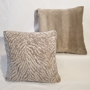 Set of 2 Designer Fabric Square Zebra Velvet Throw Pillows -- Remnant Fabric at Deep Discount