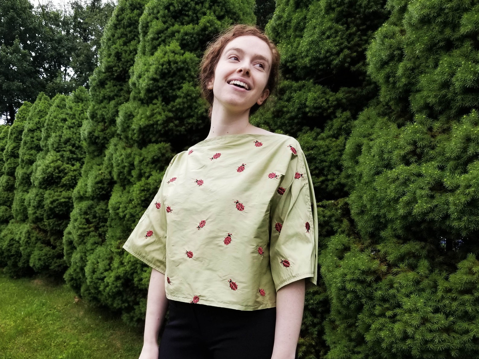 Zero Waste Eco Friendly Ladybug Novelty Embroidered Top Reclaimed ...