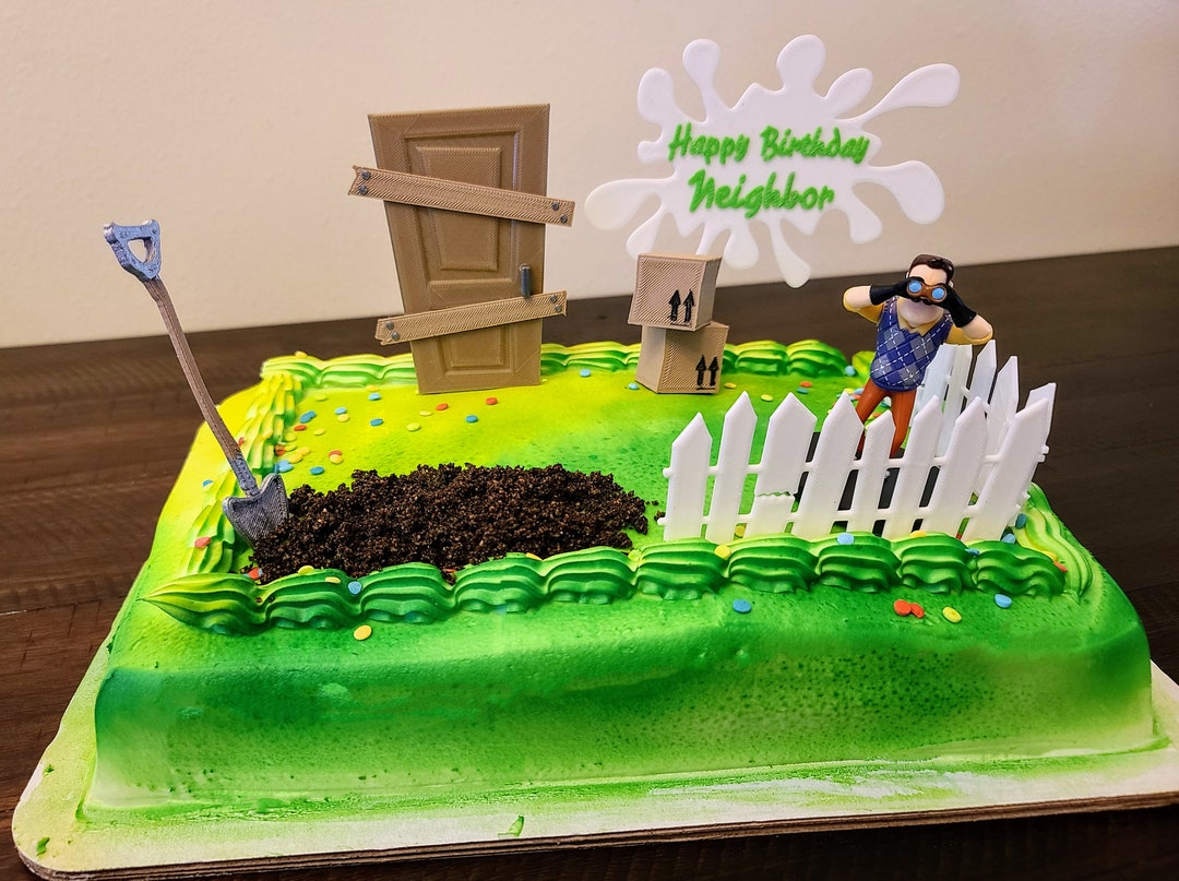 Hello Neighbor birthday Cake Topper fan Inspired Birthday Party Etsy