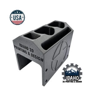 May include: A gray 3D printed organizer with three compartments and a star design. The organizer is labeled "IDAHO 3D PRINTING & DESIGN".