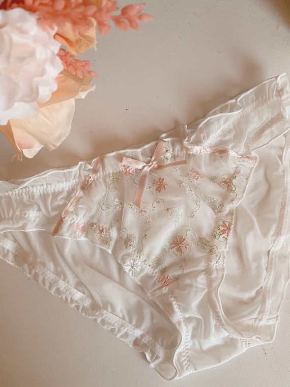 White Lace Lingerie Sexy Cute Romantic Handmade Underwear Panties
