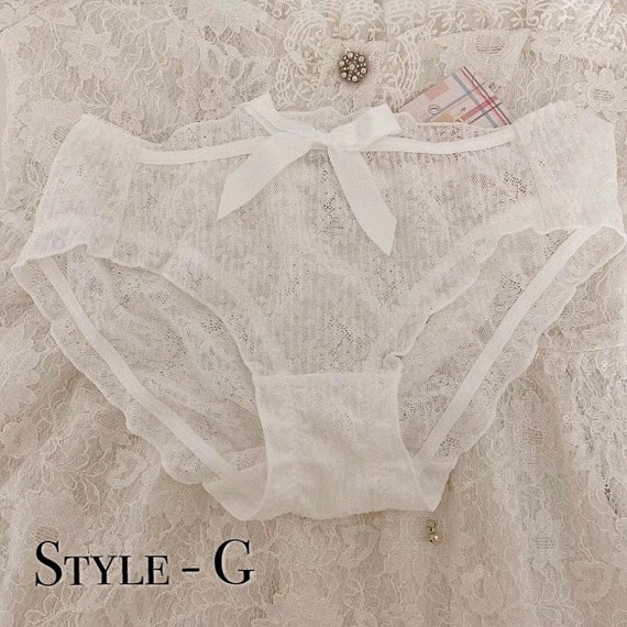 White Lace Lingerie Sexy Cute Romantic Handmade Underwear Panties Pack Gift  Elegant Women Kawaii 