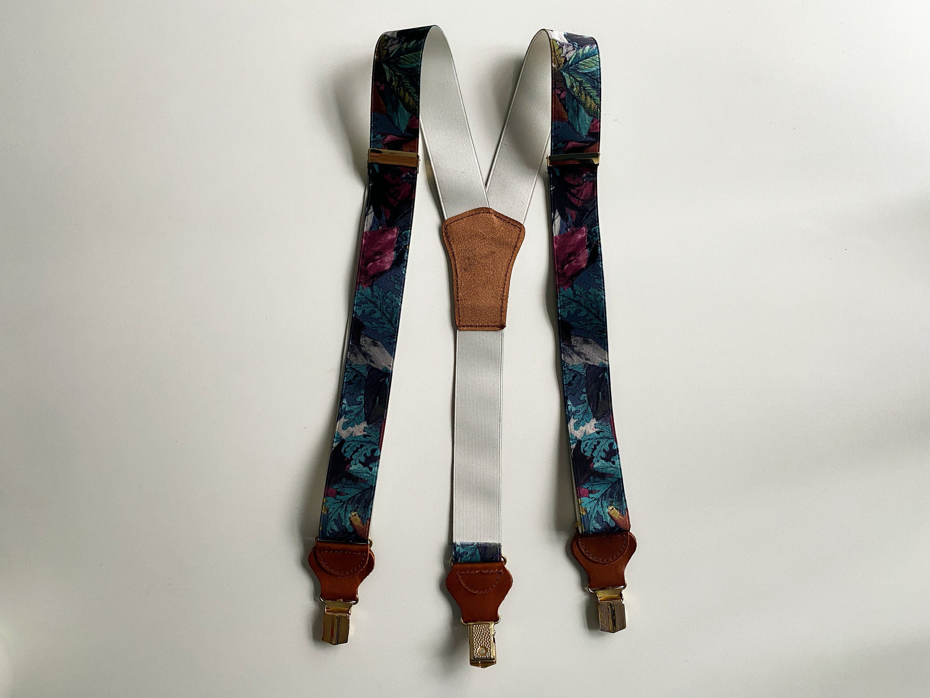 Vintage Clip On Braces Floral Print Adjustable Suspenders Made | Etsy