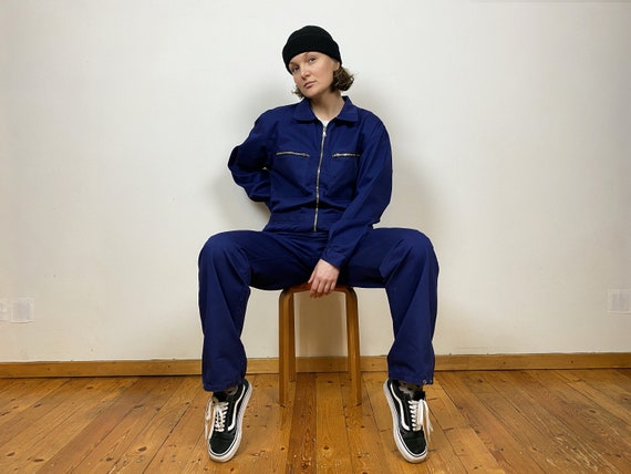 Vintage French blue cotton boiler suit Jumpsuit wo