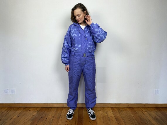 Vintage 80s Purple One Piece Ski Suit Retro Snowsuit Gem