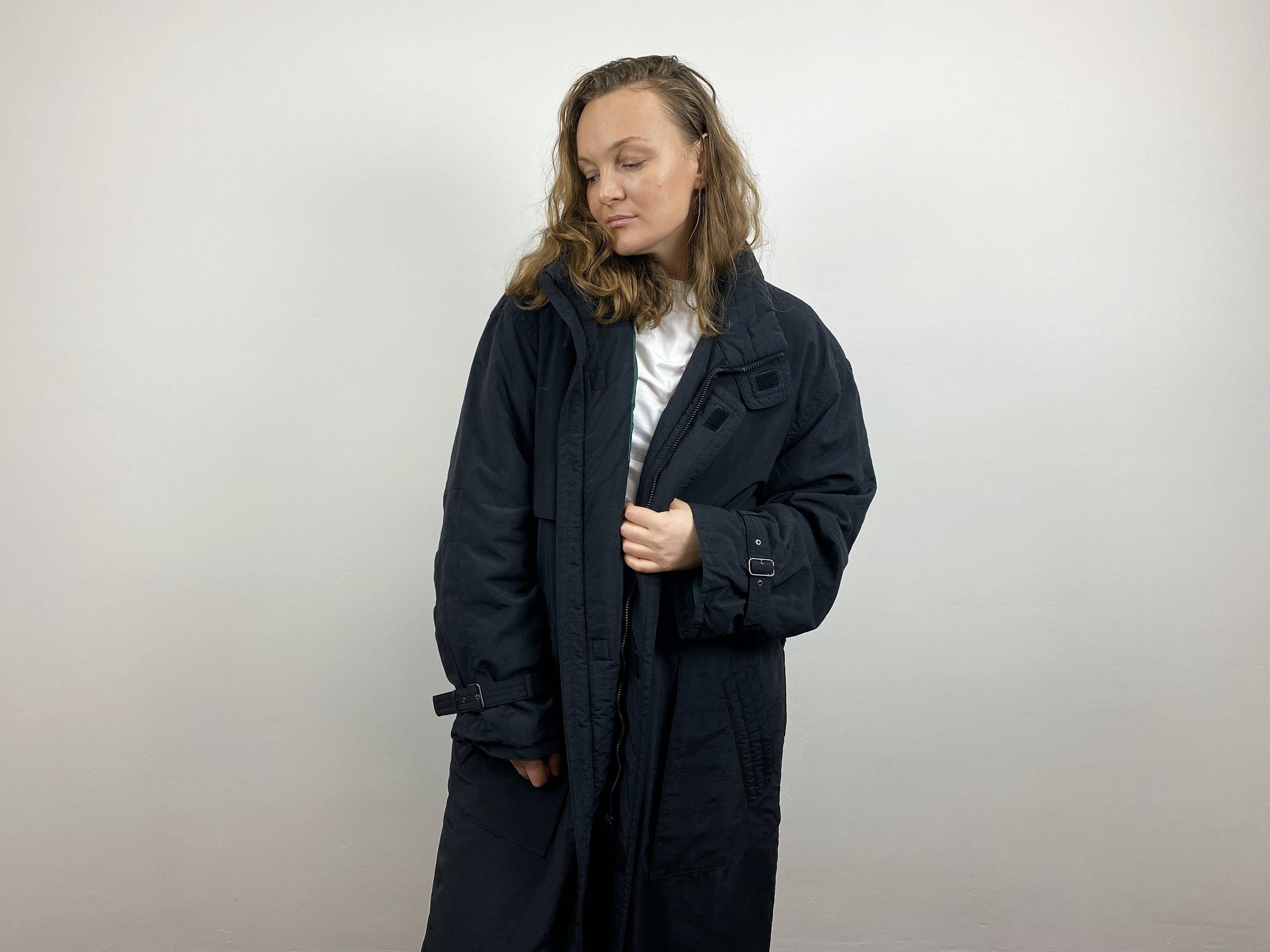 black belted duster coat