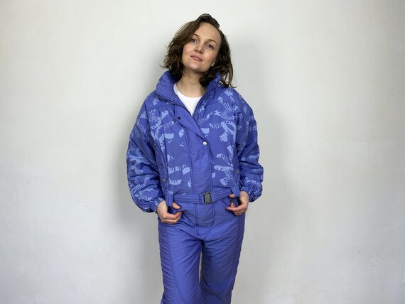 Vintage 80s Purple One Piece Ski Suit Retro Snowsuit Gem