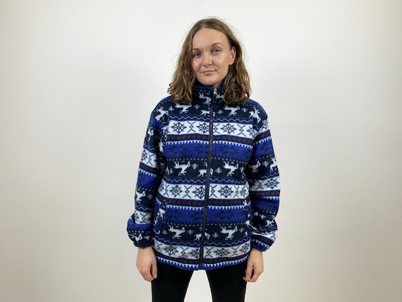 Patterned zip up fleece sale