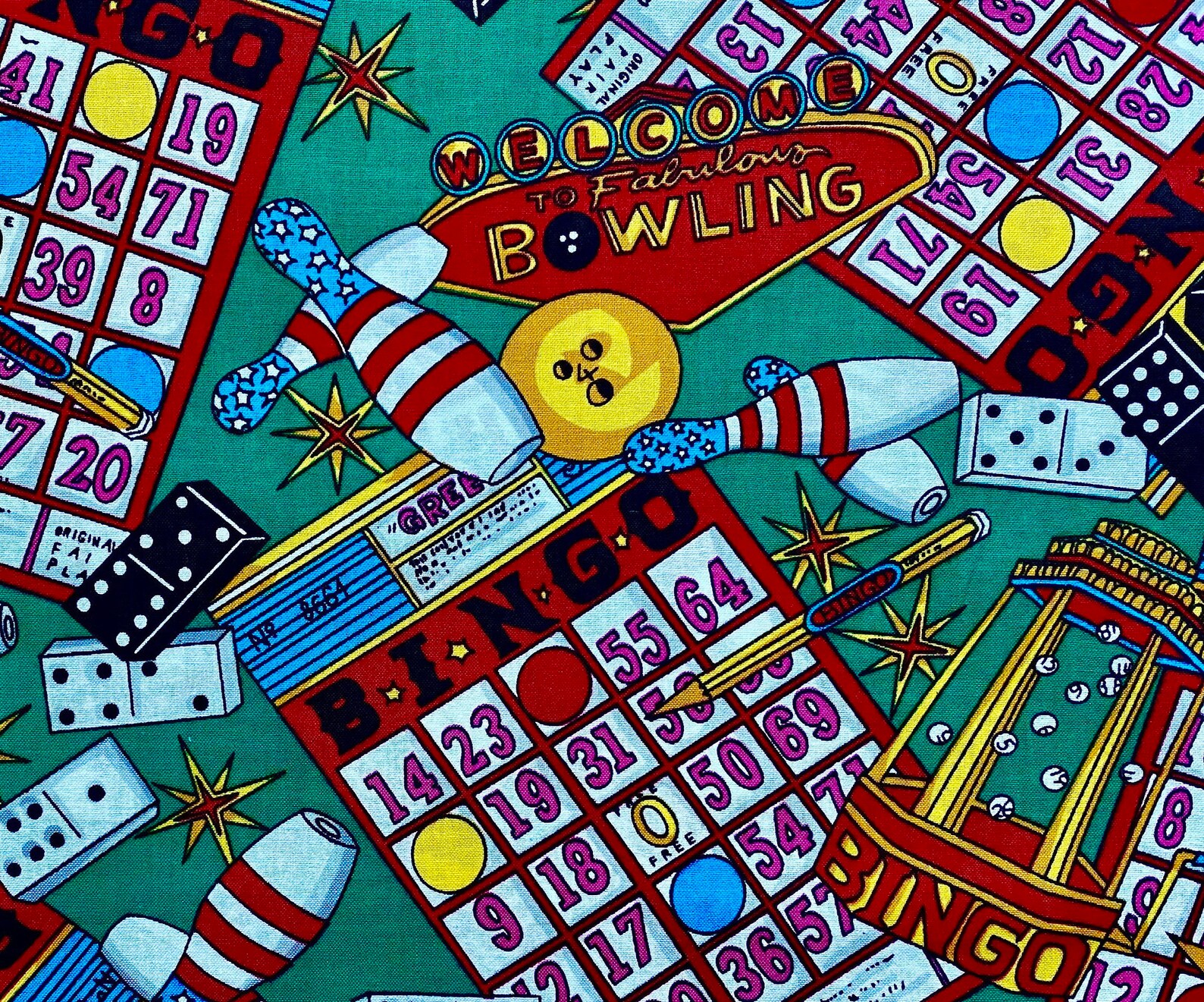 1/2 Yard Cotton Quilting Fabric Bingo Bowling Dominos in Etsy