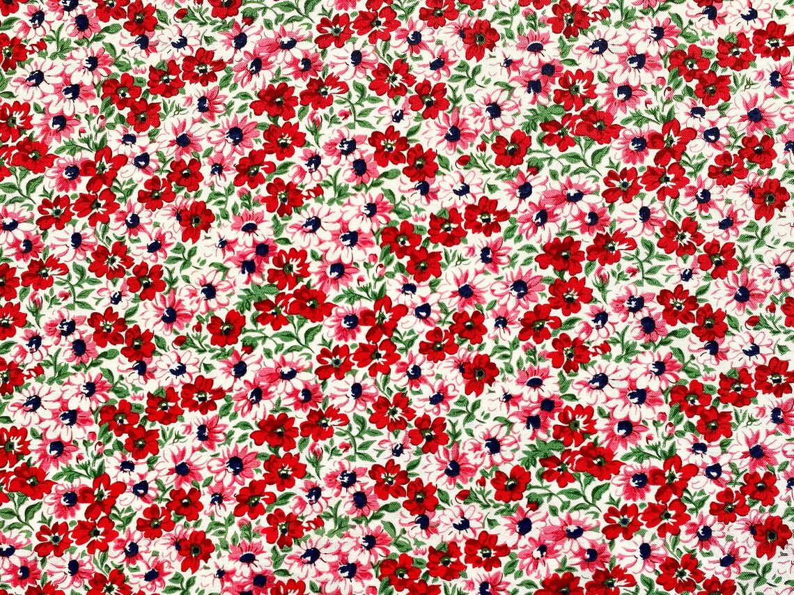 1/2 Yard Cotton Quilting Fabric MDG Colorful Floral Red & Etsy