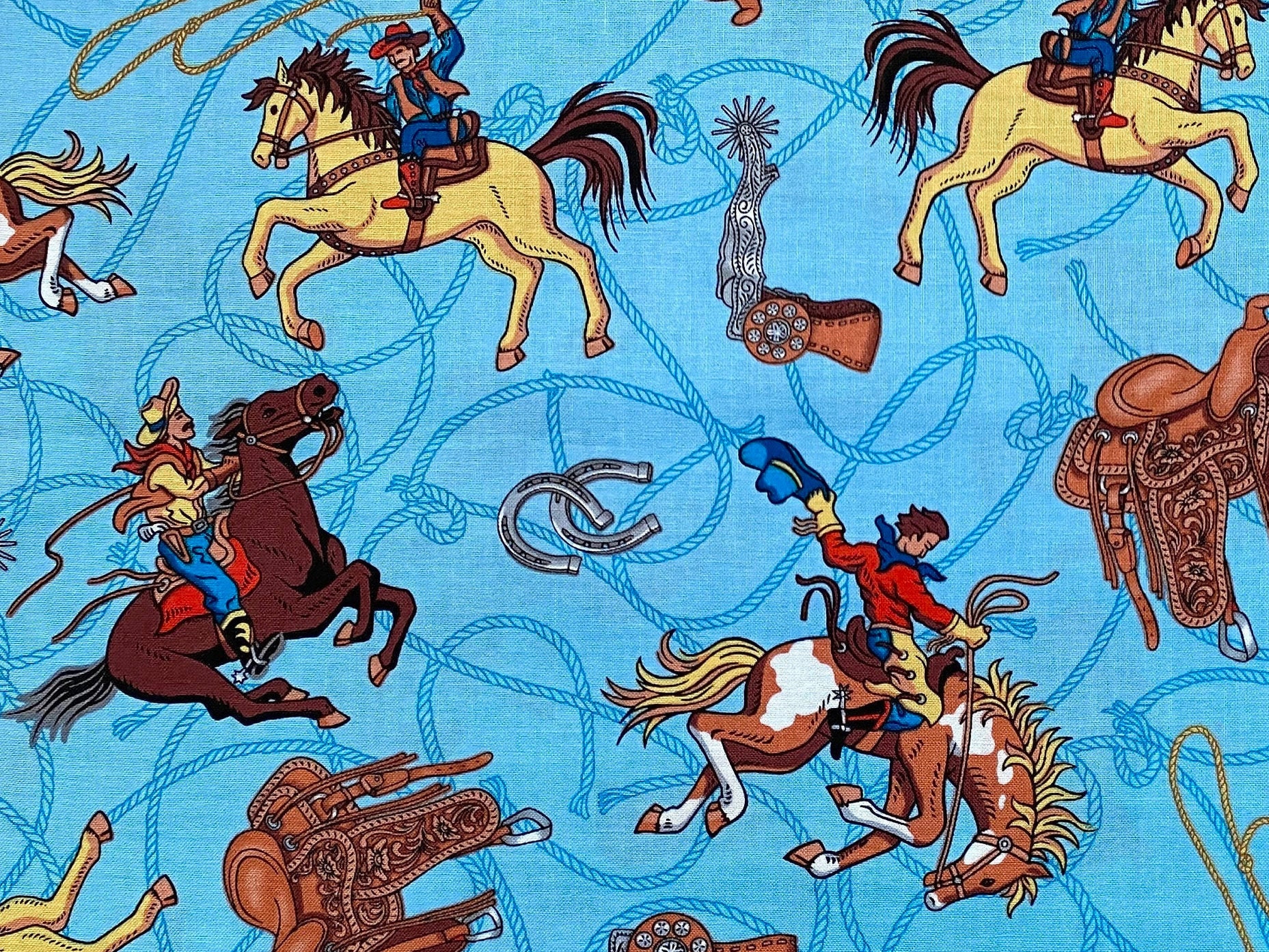 1/2 Yard Cotton Quilting Fabric Western Cowboy Rodeo Riders | Etsy