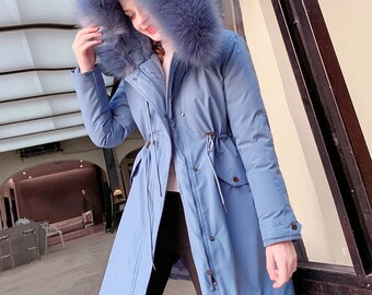 Retro Periwinkle Pure Short Double Breasted Ladies Wool Belted Coat Size Medium