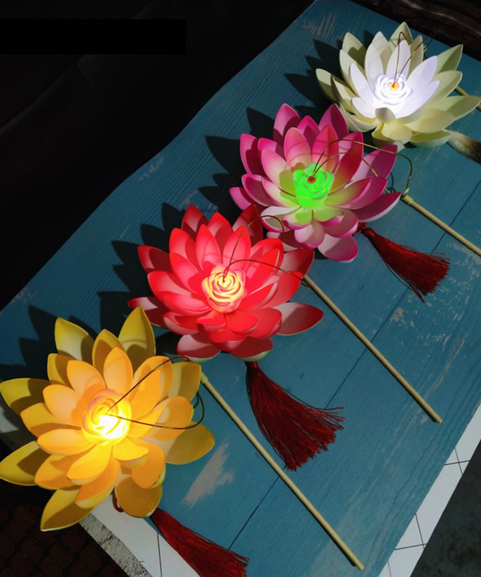 Premium Portable Lotus Lantern LED Home Decor Mid Autumn Etsy