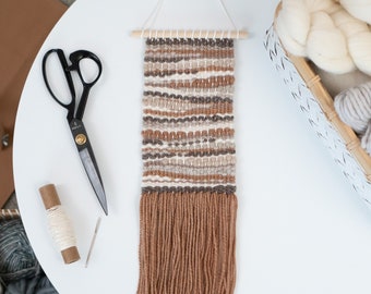 Small Pink and Brown Organic Design Handmade Woven Wall Hangings / One of a Kind Weaving