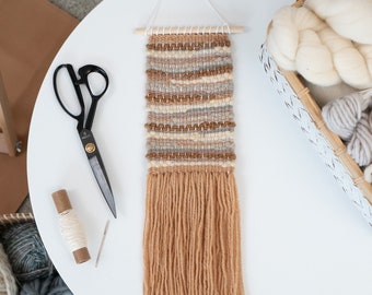 Small Beige and Sage Organic Design Handmade Woven Wall Hangings / One of a Kind Weaving