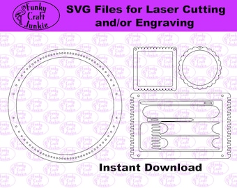 4 different Weaving Loom and Tool Bundle for Laser Cutter | Handmade Gift Ideas, Weavings for Glowforge, Looms and Tool Cut Files SVG Vector