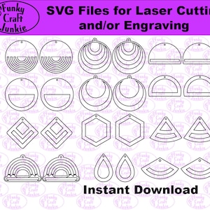 Fringe Earrings SVG Cut Files | commercial use | instant download | laser cut template | earring jewelry vector | macrame earrings