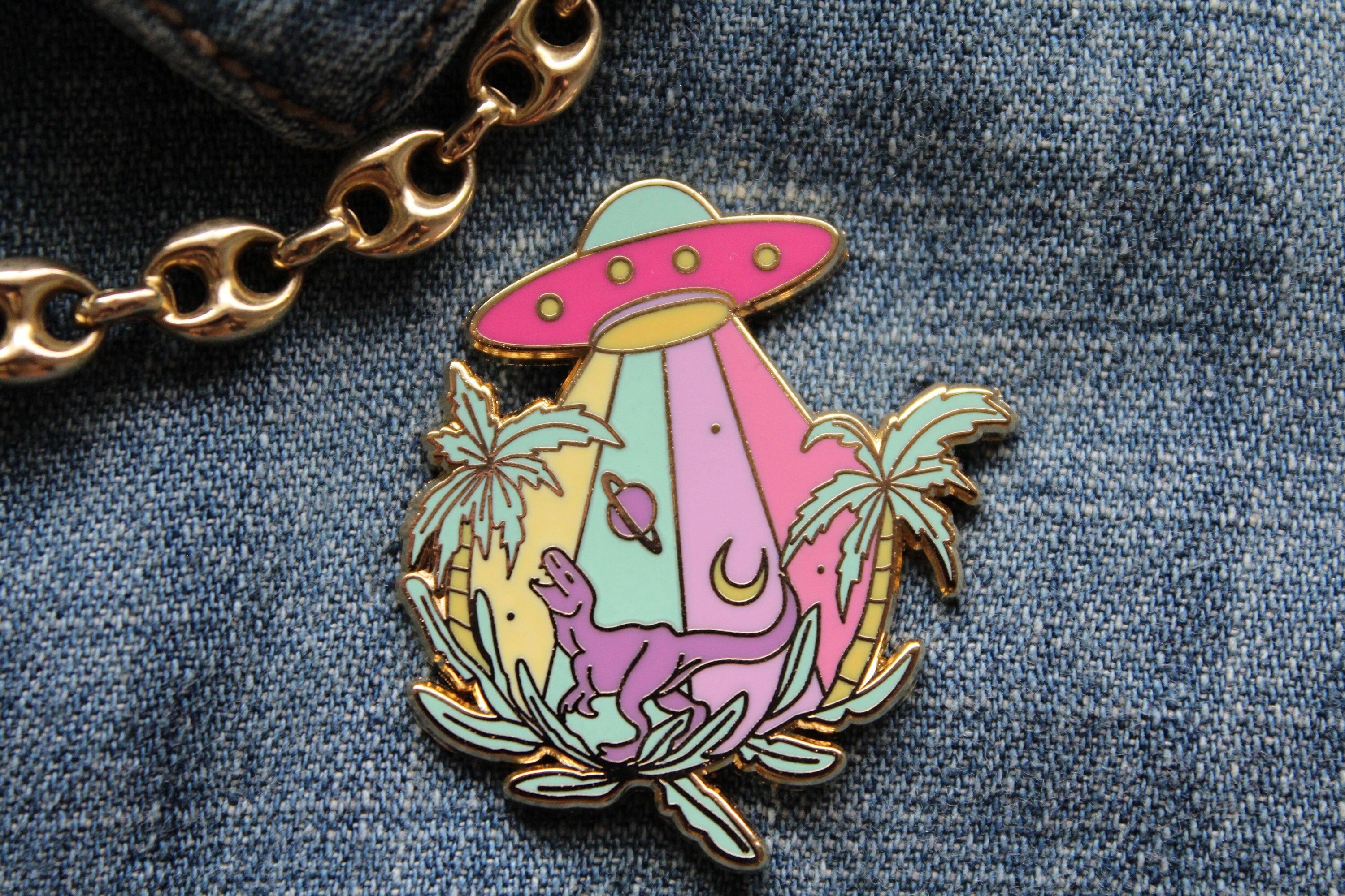 Dinosaur hard enamel pin, aesthetic pin, space pin, dinosaur pin, clo…