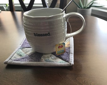 Pinwheel Purple Gray Large Mug Rug Coaster