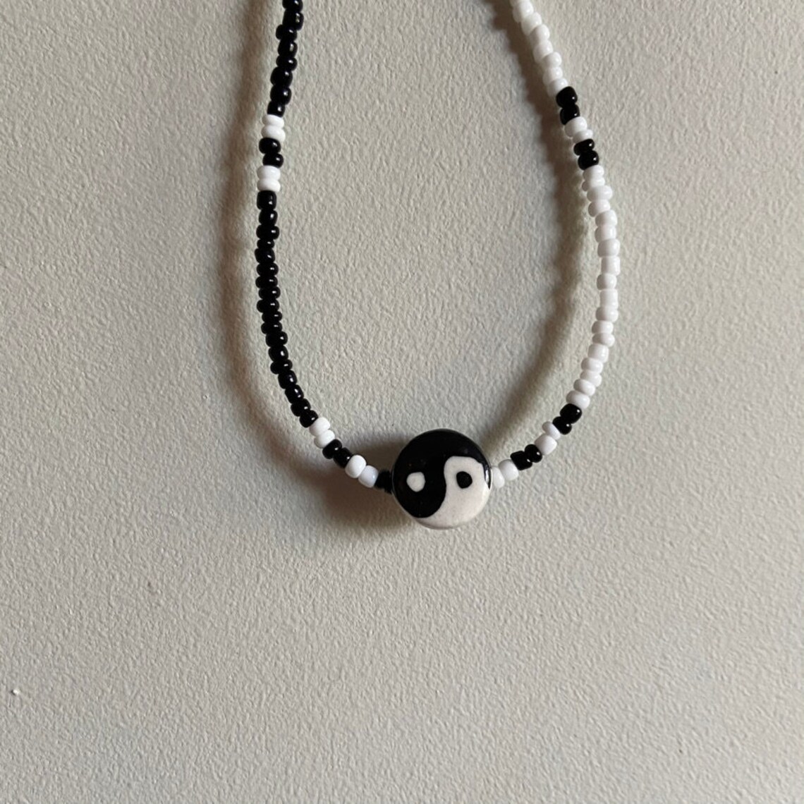 Ying Yang Beaded Necklace Etsy