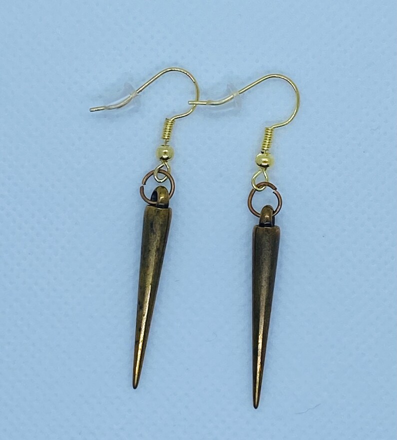 Gold Spike Drop Earrings