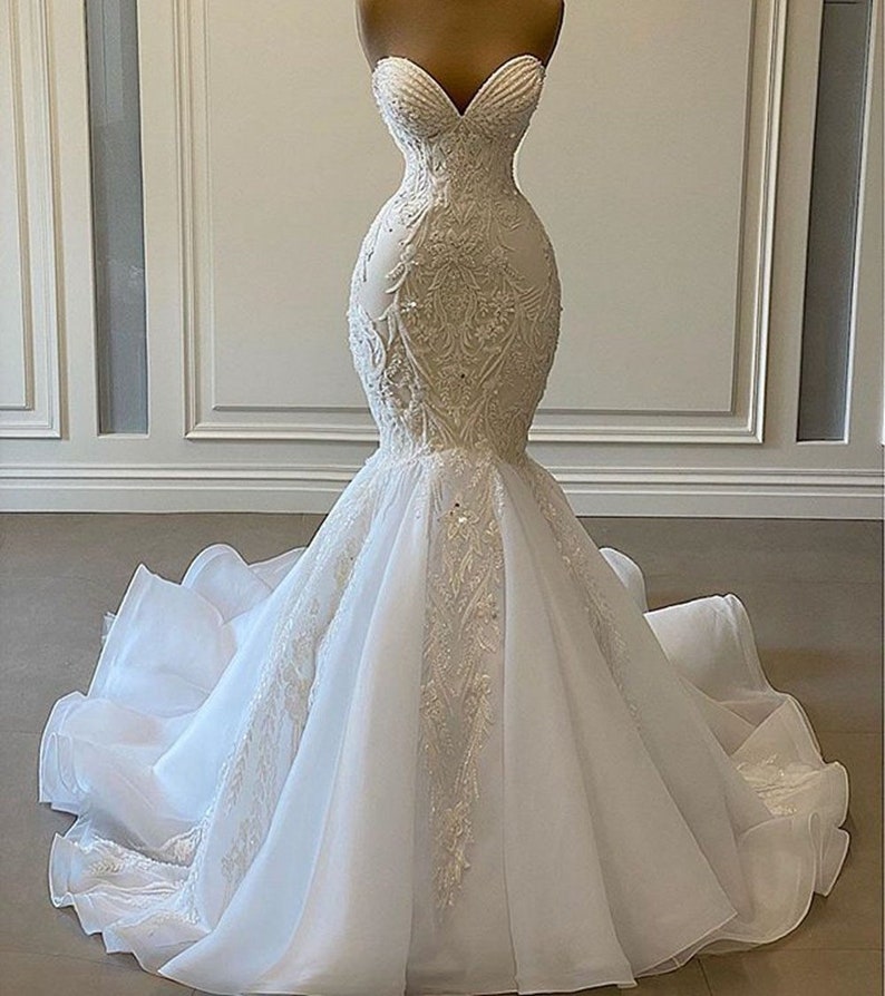 Elegant Sleeveless Sweetheart Mermaid Wedding Dress | Etsy