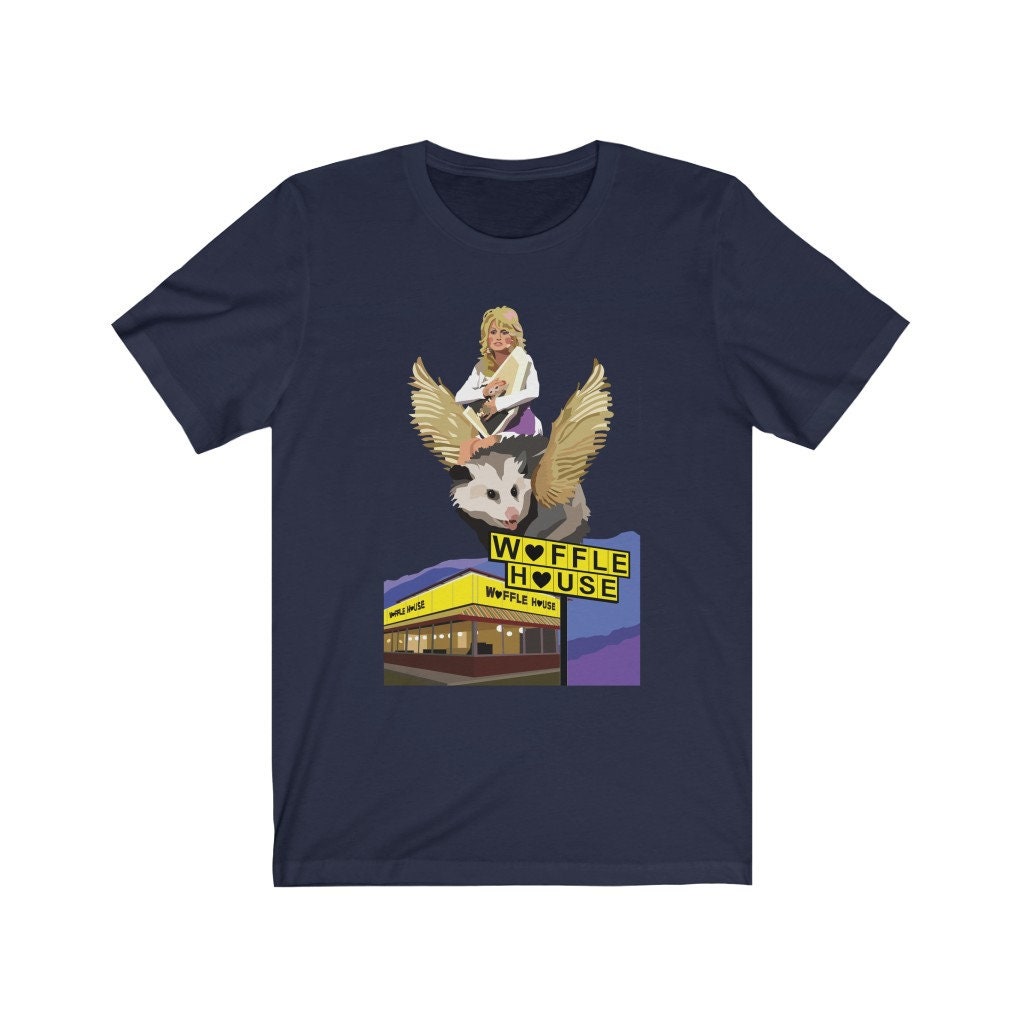 Dolly Parton Riding a Winged Possum over Waffle House Unisex Jersey S…