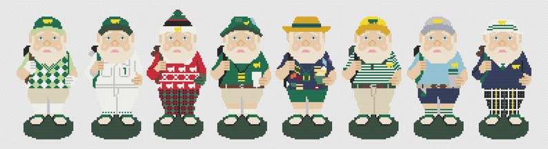 Masters Tournament Gnome Nadelspitze/Kreuzstich Stickvorlage Perfektes Design für Golf Liebhaber Bild 1