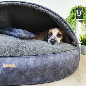 MERINOWOLLE Hundebett, Hundehöhlenbett, Waschbares Hundebett, Naturwolle-Hundebett, Spezielles Antiallergenes Grünes, weiches und warmes Hundehöhlenbett