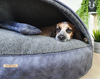 Letto per cani in lana merino, letto in grotta per cani, letto per cani lavabile, letto per cani in lana naturale, speciale letto in grotta per cani verde morbido e caldo anallergico