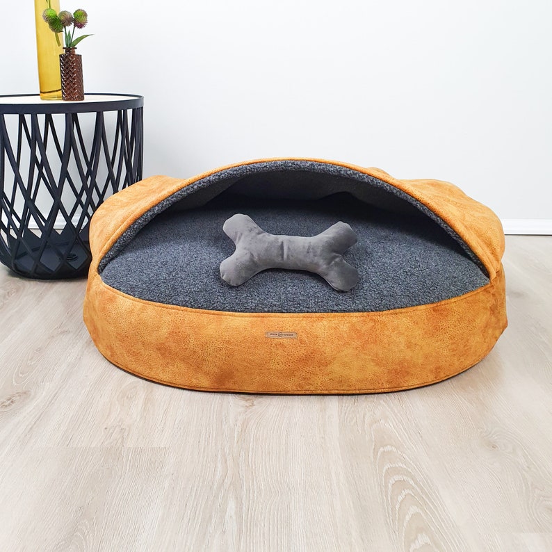 MERINO WOOL DOG Bed, Dog Cave Bed, Washable Dog Bed, Natural Wool Dog Bed, Special Anti Allergenic Yellow Soft & Warm Dogs Cave Bed image 2