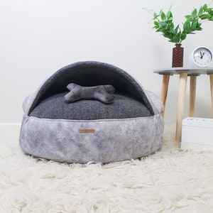 MERINO WOOL DOG Bed, Dog Cave Bed, Washable Dog Bed, Natural Wool Dog Bed, Special Anti Allergenic Green Soft & Warm Dogs Cave Bed Light Grey