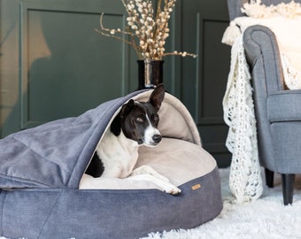 GREY DOG BED, Dog House, Velor Dog Bed, Cotton Dog Bed, Large Dog Bed, Washable Dog Bed, Dog Bed, Pet Bed, Dog House Indoor, Dog Gift