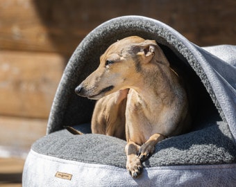 MERINO WOOL DOG Bed, Dog Cave Bed, Washable Dog Bed, Natural Wool Dog Bed, Special Anti Allergenic Grey Soft & Warm Dogs Cave Bed