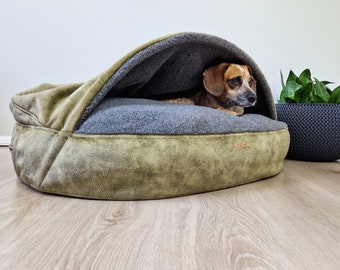 MERINO WOOL DOG Bed, Dog Cave Bed, Washable Dog Bed, Natural Wool Dog Bed, Special Anti Allergenic Green Soft & Warm Dogs Cave Bed