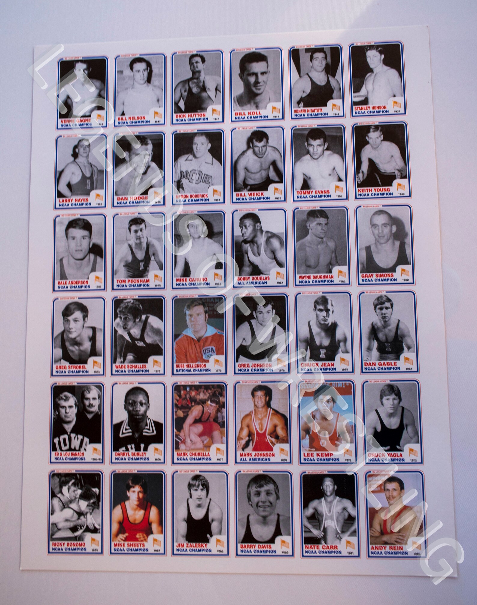 Collegiate Wrestling Champion Trading Cards Uncut Sheet Etsy