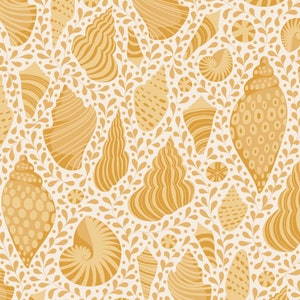 Cotton Beach Blender - Beach Shells - HONEY (sold in 1/2 yard increments)