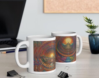 Colorful Coffee Mug - Unique Artistic Drinkware, Yoga Inspired, Mystic, Home Decor Gift Mug