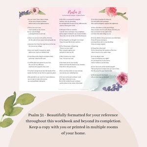 Puede incluir: Una p&aacute;gina imprimible con un dise&ntilde;o floral y texto del Salmo 31 de la Biblia. El texto est&aacute; formateado de una manera que es f&aacute;cil de leer y entender. La p&aacute;gina tiene el t&iacute;tulo "Salmo 31 - Formateado bellamente para su referencia a lo largo de este libro de trabajo y m&aacute;s all&aacute; de su finalizaci&oacute;n. Mantenga una copia con usted o impr&iacute;mala en varias habitaciones de su hogar."