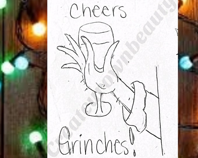 Featured listing image: Christmas Smoke and Paint, Christmas Sip and Paint, Grinch Hand, Pre Drawn, Paint and Sip Kit, Sip and Paint Party Kit