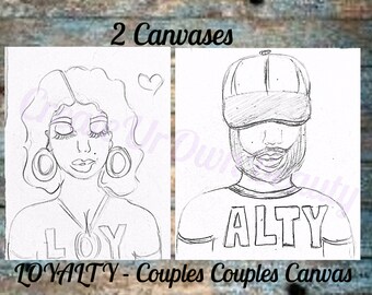 Paint canvas and sip kit, Couples painting kit, Pre drawn canvas, Sip and paint party kit, Paint and sip, Sip and paint