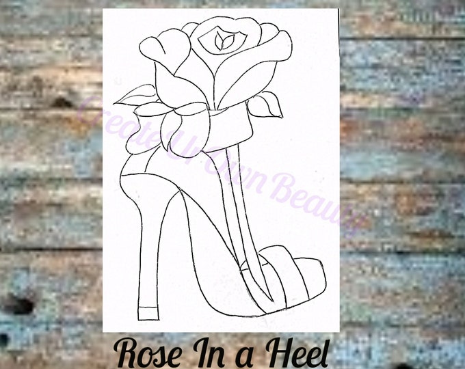 Featured listing image: Rose & Heels Canvas Painting Kit: DIY Sip and Paint Party