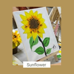 Sunflower Paint Kit, Sip and Paint, Pre Drawn Canvas, Paint and Sip Kit, Kids Paint Party, Couples Painting Kit, Adult Paint Kit